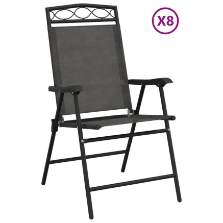 Chaises de jardin pliables lot de 8 en acier et textilène 2