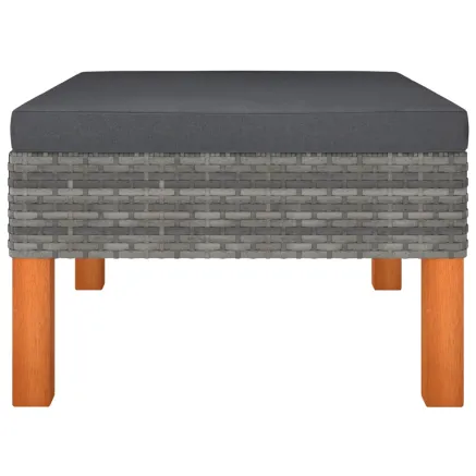 Repose-pied Résine tressée et bois d'eucalyptus massif 2