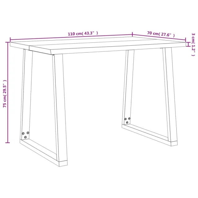 Ensemble à manger 3 pcs avec bord vivant bois massif d'acacia