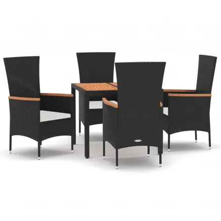 Ensemble à manger de jardin coussins 5pcs Noir Résine tressée 2