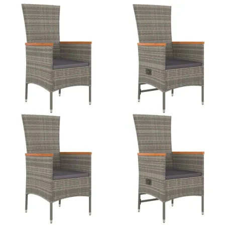 Ensemble à manger de jardin 5 pcs coussins gris résine tressée