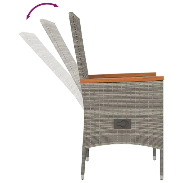 Ensemble à manger de jardin 5 pcs coussins gris résine tressée