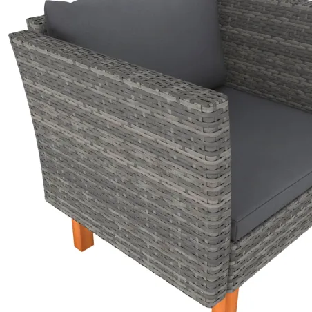 Canapé de jardin Résine tressée et bois d'eucalyptus massif