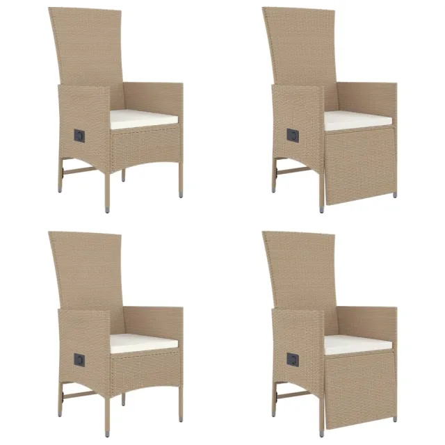 Ensemble à manger de jardin avec coussins 5pcs Beige poly rotin