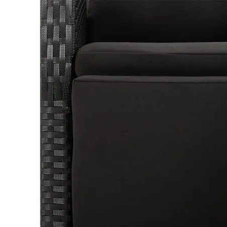 Ensemble à manger de jardin coussins 7pcs Noir Résine tressée