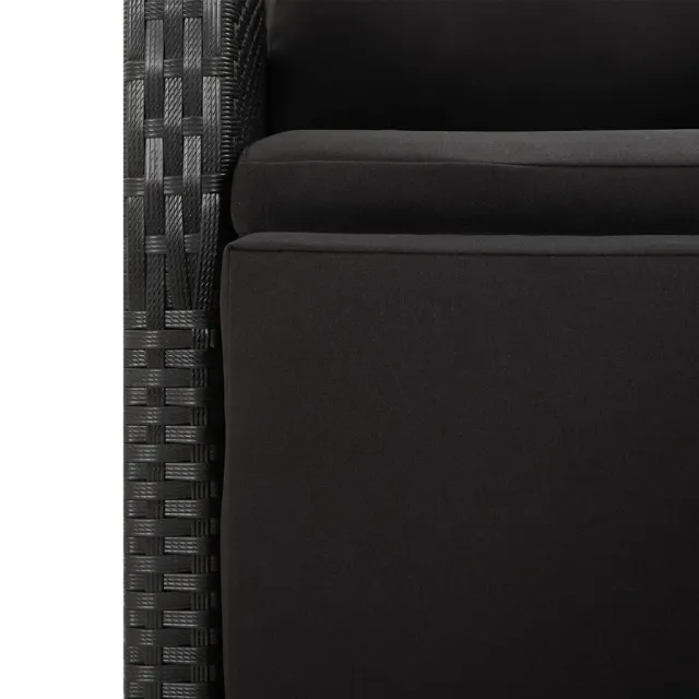 Ensemble à manger de jardin 7 pcs Noir Poly rotin et acacia