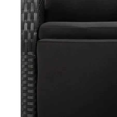 Ensemble à manger de jardin 7 pcs Noir Poly rotin et acacia