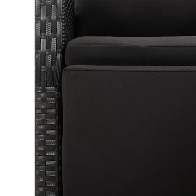 Ensemble à manger de jardin 7 pcs Noir Poly rotin et acacia