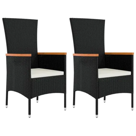 Ensemble de salon de jardin 3 pcs noir poly rotin et acacia