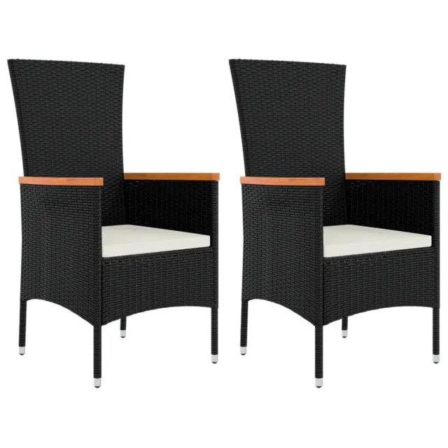 Ensemble de salon de jardin 3 pcs noir poly rotin et acier