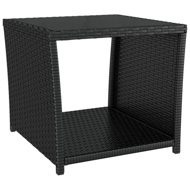 Ensemble de salon de jardin 3 pcs noir poly rotin et acier