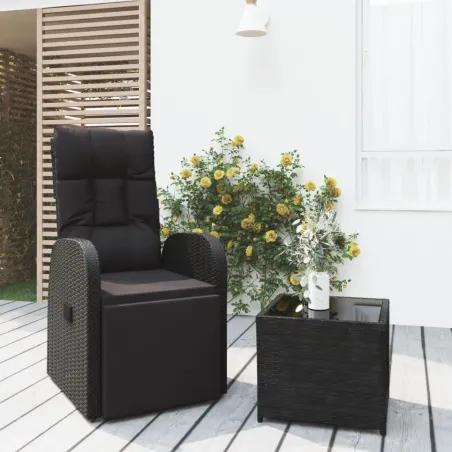 Ensemble de salon de jardin 2 pcs noir poly rotin et acier
