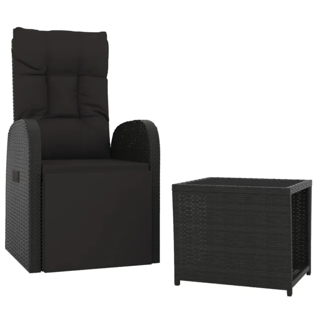 Ensemble de salon de jardin 2 pcs noir poly rotin et acier