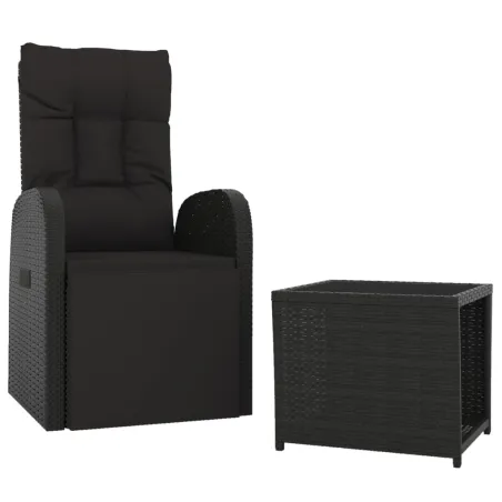 Ensemble de salon de jardin 2 pcs noir poly rotin et acier