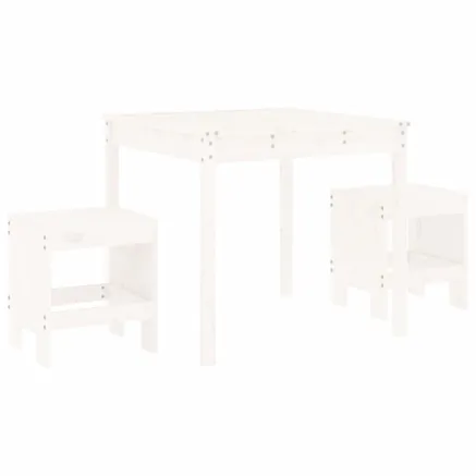 Ensemble de bistrot de jardin 3 pcs blanc bois de pin massif 2