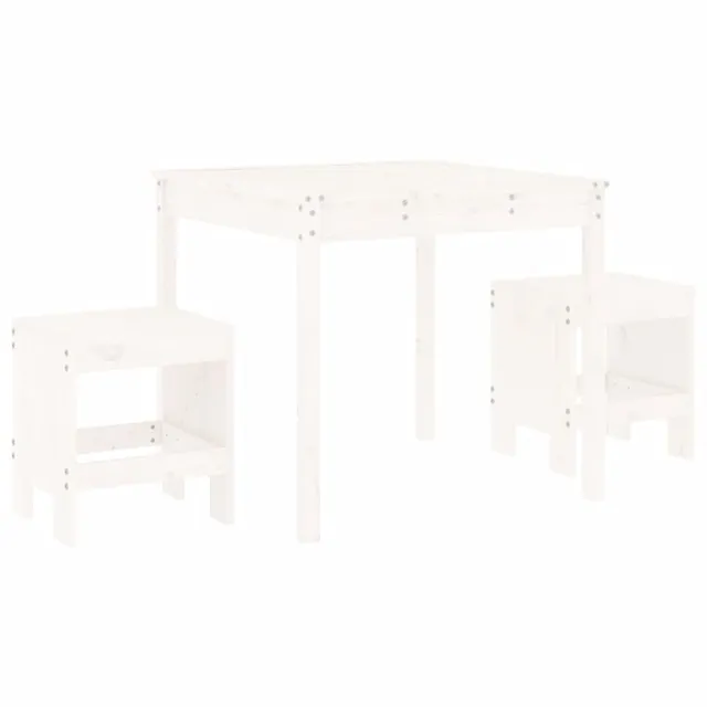 Ensemble de bistrot de jardin 3 pcs blanc bois de pin massif