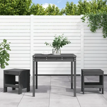 Ensemble de bistrot de jardin 3 pcs gris bois de pin massif