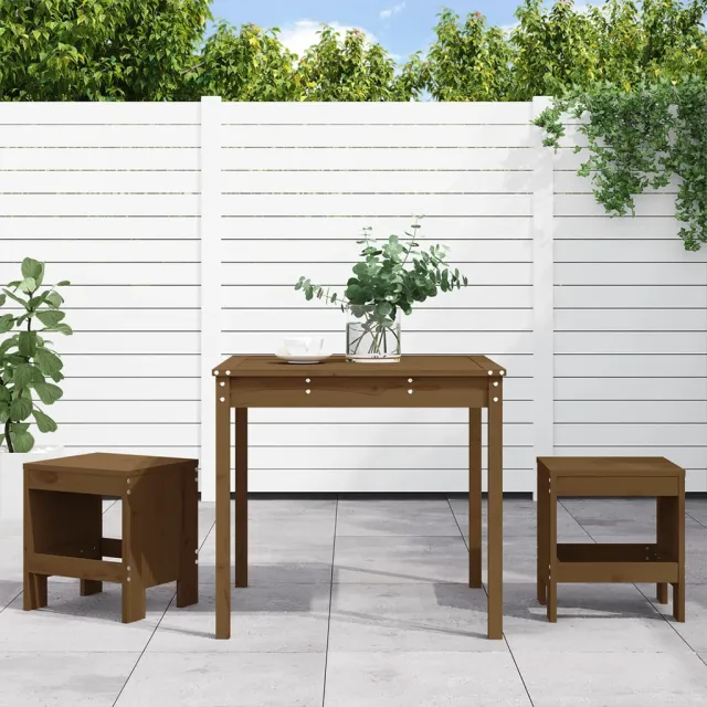 Ensemble de bistrot de jardin 3 pcs marron miel bois pin massif