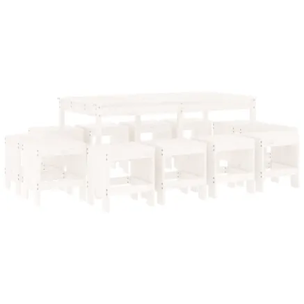 Ensemble à manger de jardin 13 pcs blanc bois de pin massif 2