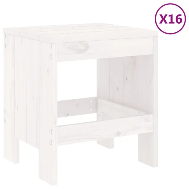 Ensemble à manger de jardin 17 pcs blanc bois massif de pin