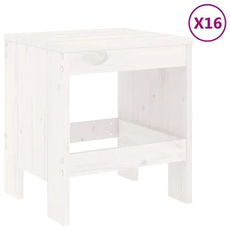 Ensemble à manger de jardin 17 pcs blanc bois massif de pin