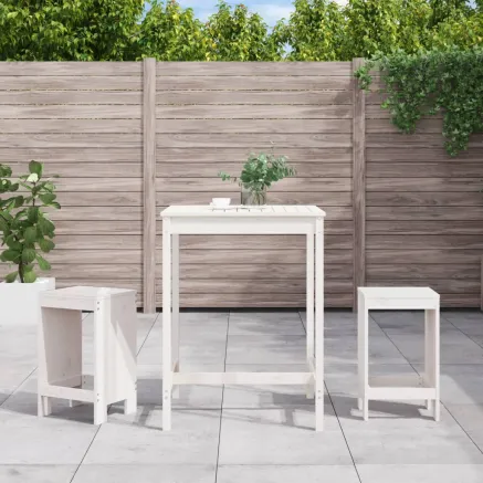 Ensemble de bar de jardin 3 pcs blanc bois de pin massif