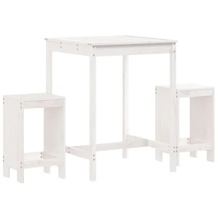 Ensemble de bar de jardin 3 pcs blanc bois de pin massif 2