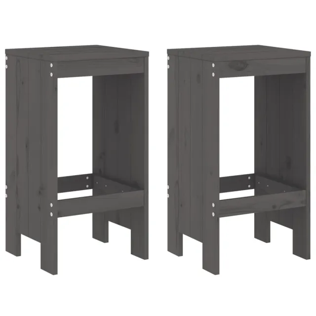 Ensemble de bar de jardin 3 pcs gris bois de pin massif