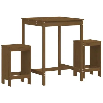 Ensemble de bar de jardin 3 pcs marron miel bois pin massif 2