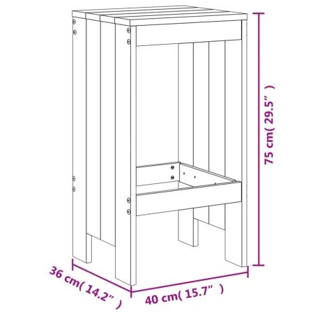 Ensemble de bar de jardin 3 pcs marron miel bois pin massif