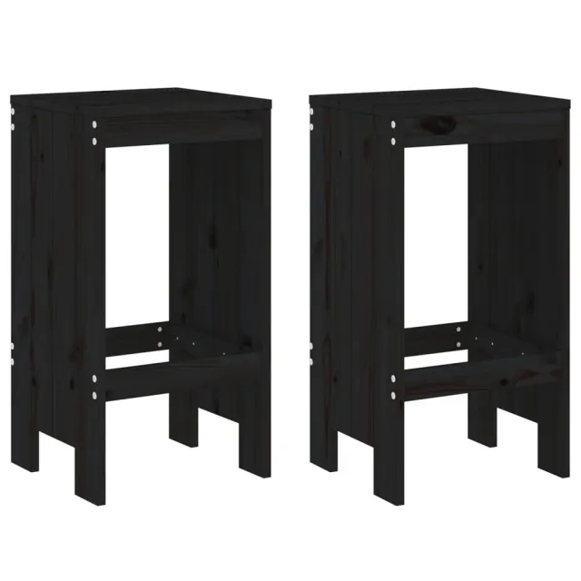 Ensemble de bar de jardin 3 pcs noir bois de pin massif