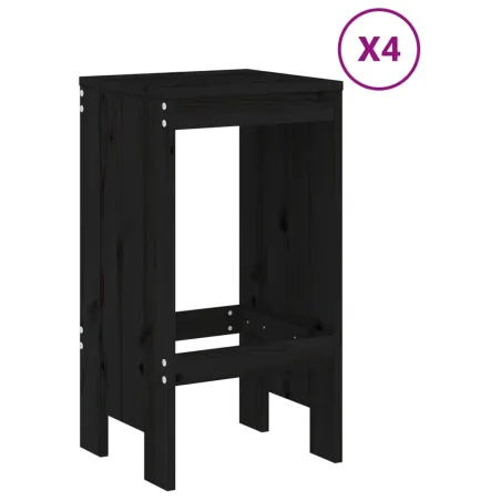 Ensemble de bar de jardin 5 pcs noir bois de pin massif