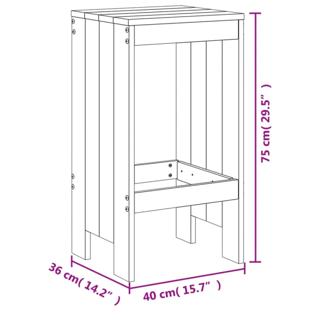 Ensemble de bar de jardin 5 pcs gris bois de pin massif