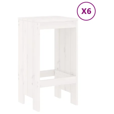 Ensemble de bar de jardin 7 pcs blanc bois de pin massif