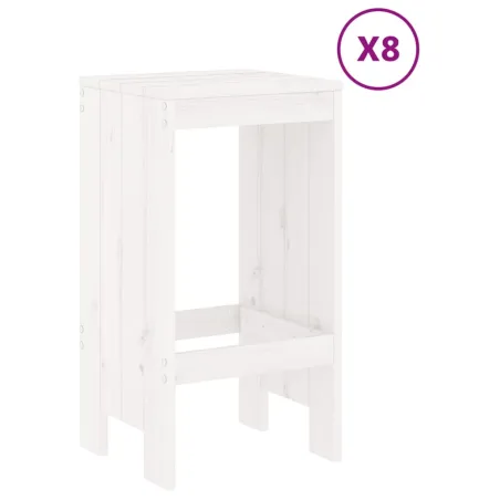 Ensemble de bar de jardin 9 pcs blanc bois de pin massif
