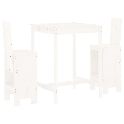 Ensemble de bar de jardin 3 pcs blanc bois de pin massif 2