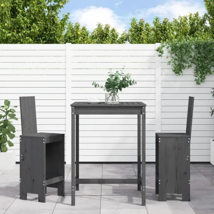 Ensemble de bar de jardin 3 pcs gris bois de pin massif