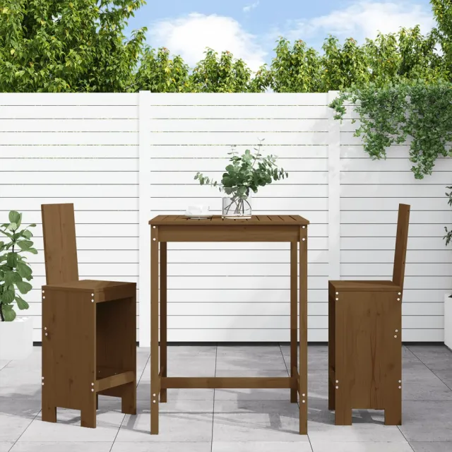 Ensemble de bar de jardin 3 pcs marron miel bois pin massif