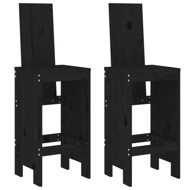 Ensemble de bar de jardin 3 pcs noir bois de pin massif