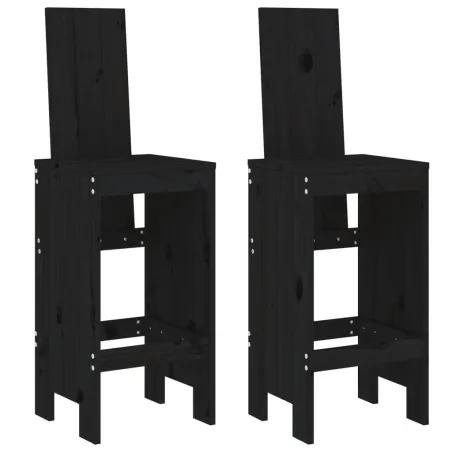 Ensemble de bar de jardin 3 pcs noir bois de pin massif