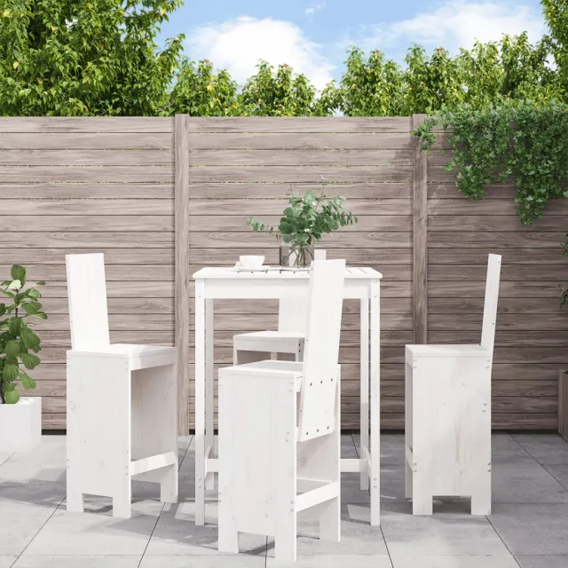 Ensemble de bar de jardin 5 pcs blanc bois massif de pin
