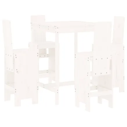 Ensemble de bar de jardin 5 pcs blanc bois massif de pin 2