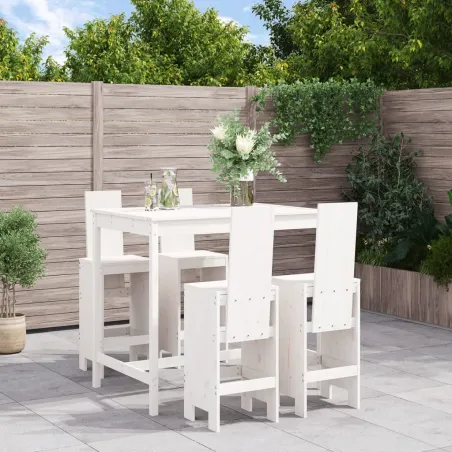 Ensemble de bar de jardin 5 pcs blanc bois massif de pin