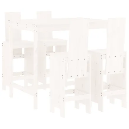 Ensemble de bar de jardin 5 pcs blanc bois massif de pin 2