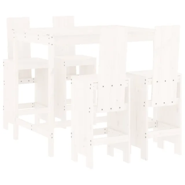 Ensemble de bar de jardin 5 pcs blanc bois massif de pin