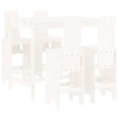 Ensemble de bar de jardin 5 pcs blanc bois massif de pin