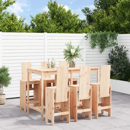 Ensemble de bar de jardin 7 pcs Bois de pin massif