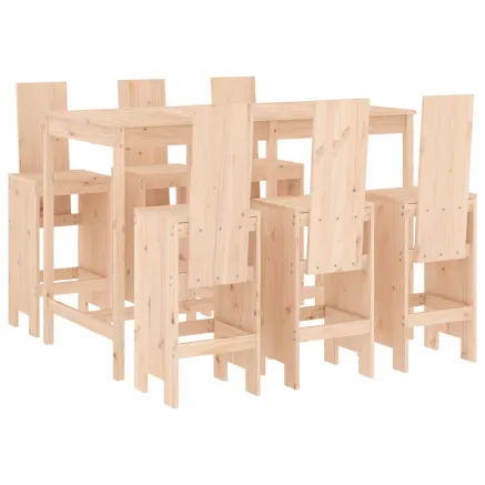 Ensemble de bar de jardin 7 pcs Bois de pin massif 2