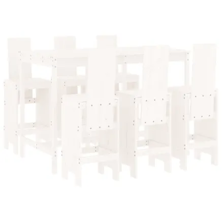 Ensemble de bar de jardin 7 pcs blanc bois de pin massif 2