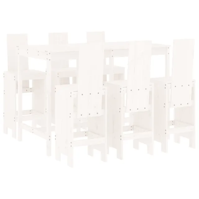 Ensemble de bar de jardin 7 pcs blanc bois de pin massif